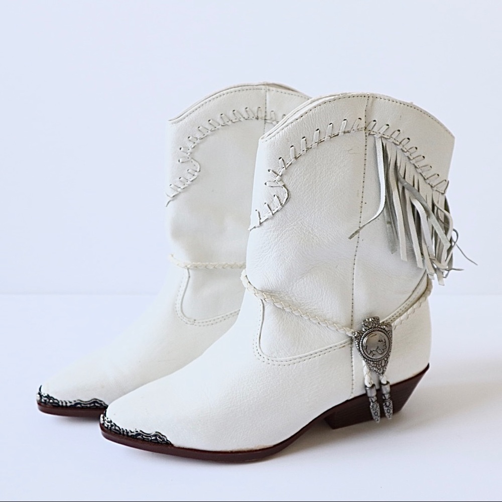 White Western Boots with Fringe